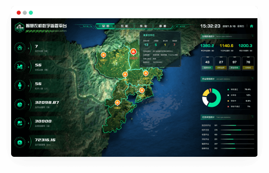 智瑞慧农 面向合作社、政府提供农机监控设备的管理系统，为合作社提供作业质量安全监测工具，
